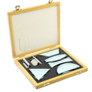 Glass Prisms and Lens Set, 7 Pcs - Wooden Storage Box